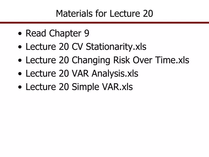 materials for lecture 20