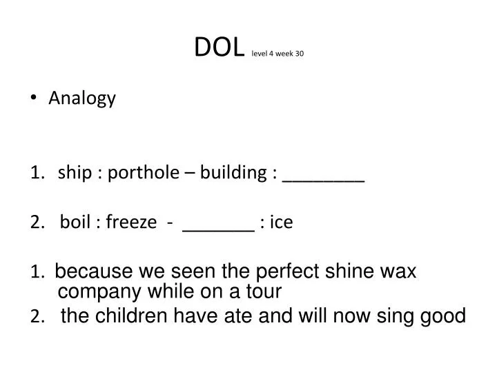 dol level 4 week 30