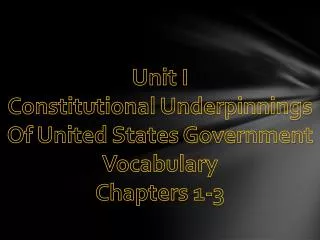 Unit I Constitutional Underpinnings Of United States Government Vocabulary Chapters 1-3