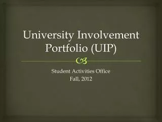 University Involvement Portfolio (UIP)