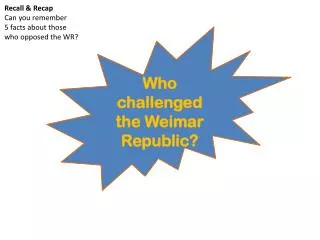 Who challenged the Weimar Republic?