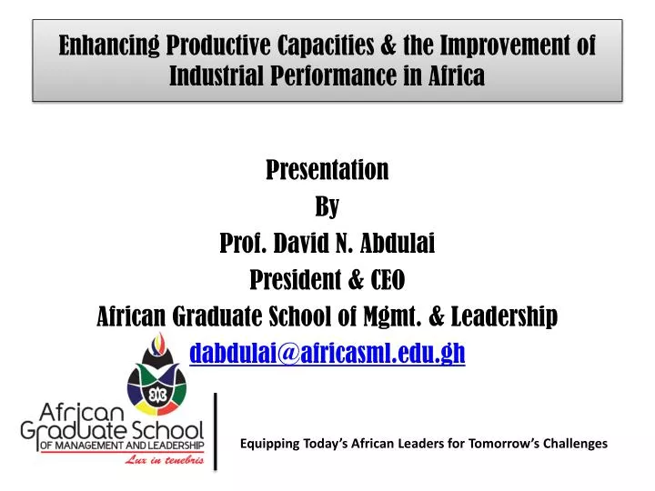enhancing productive capacities the improvement of industrial performance in africa