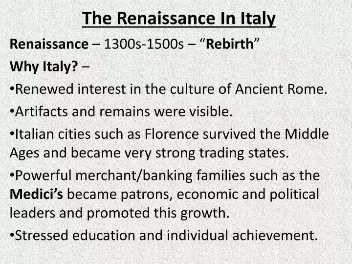 the renaissance in italy