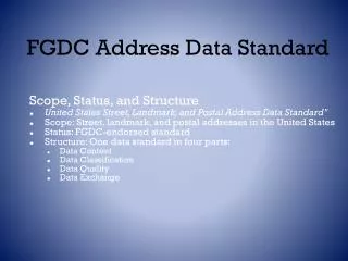 FGDC Address Data Standard
