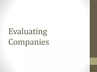 Evaluating Companies