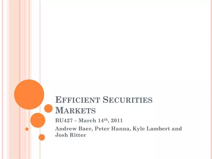 efficient securities markets