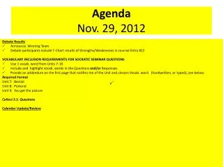Agenda Nov. 29, 2012