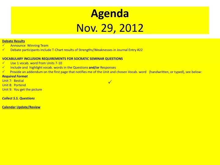 agenda nov 29 2012