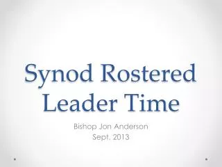 Synod Rostered Leader Time