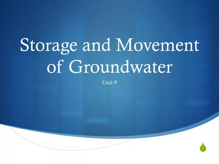storage and movement of groundwater