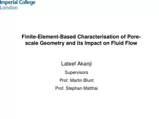 Finite-Element-Based Characterisation of Pore-scale Geometry and its Impact on Fluid Flow