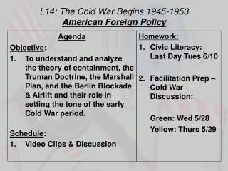 L14: The Cold War Begins 1945-1953 American Foreign Policy
