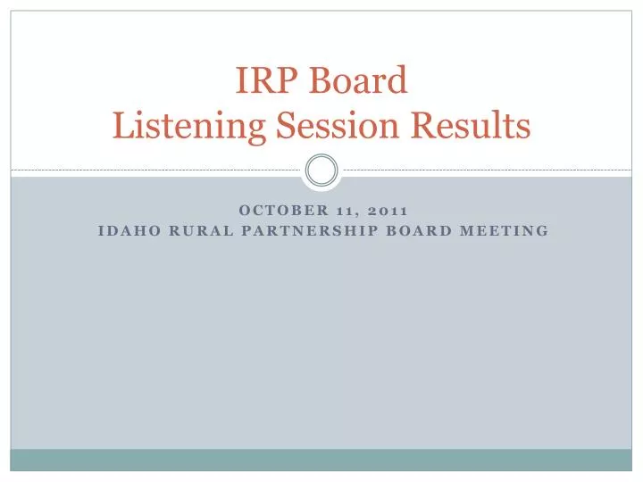irp board listening session results