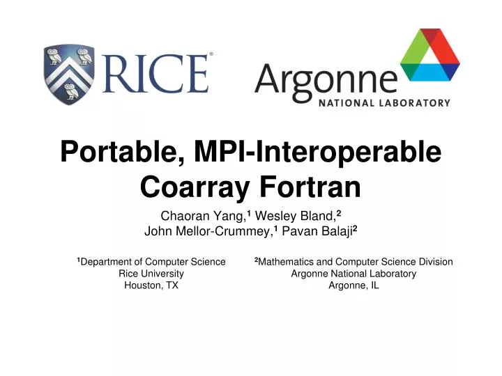 portable mpi interoperable coarray fortran