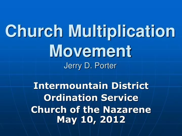church multiplication movement jerry d porter