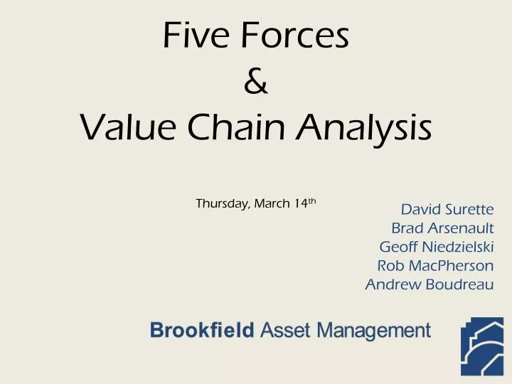 five forces value chain analysis thursday march 14 th