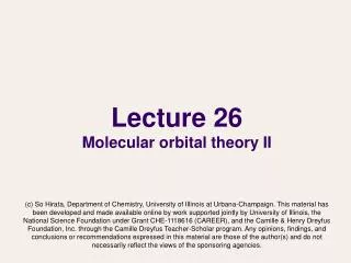 Lecture 26 Molecular orbital theory II