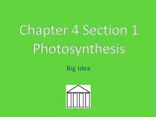 Chapter 4 Section 1 Photosynthesis