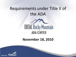 Requirements under Title II of the ADA