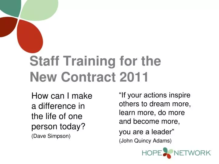 staff training for the new contract 2011