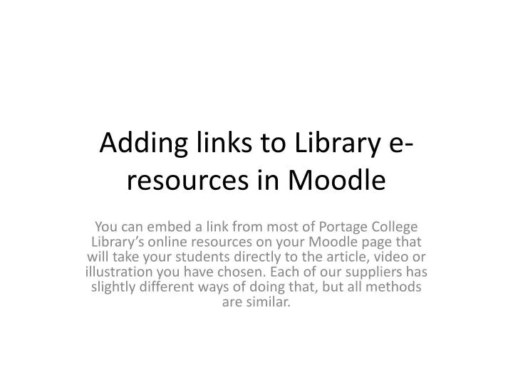 adding links to library e resources in moodle