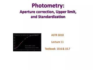 Photometry: Aperture correction, Upper limit, and Standardization
