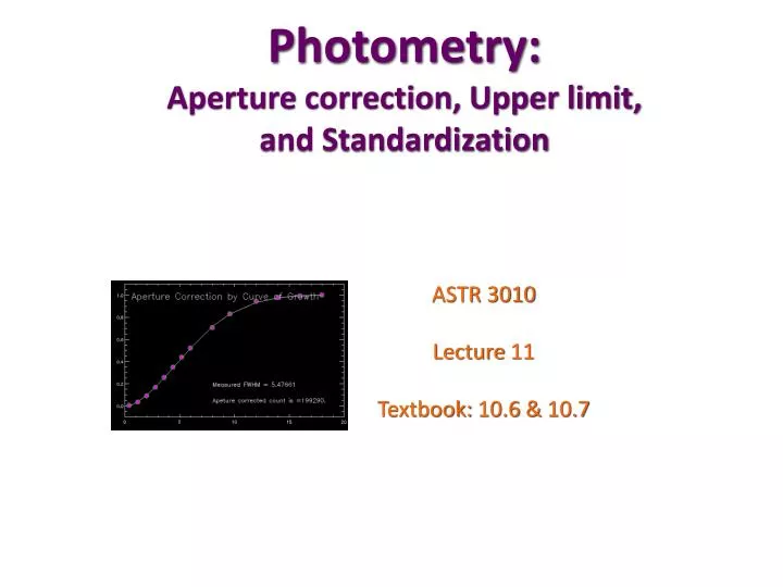 photometry aperture correction upper limit and standardization