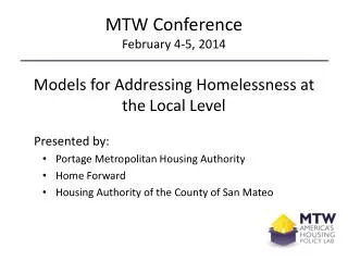 MTW Conference February 4-5, 2014