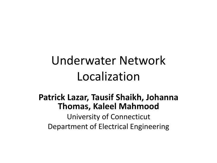 underwater network localization