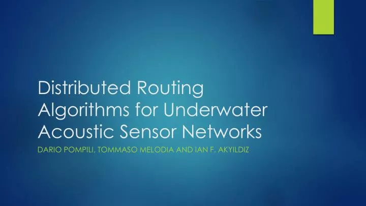 distributed routing algorithms for underwater acoustic sensor networks