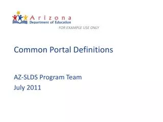 Common Portal Definitions