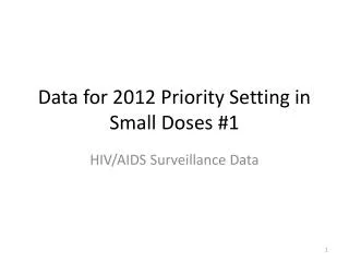 Data for 2012 Priority Setting in Small Doses #1