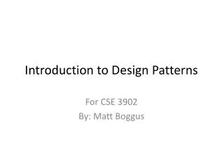 introduction to design patterns