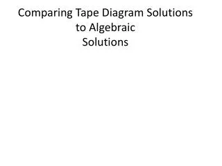 Comparing Tape Diagram Solutions to Algebraic Solutions