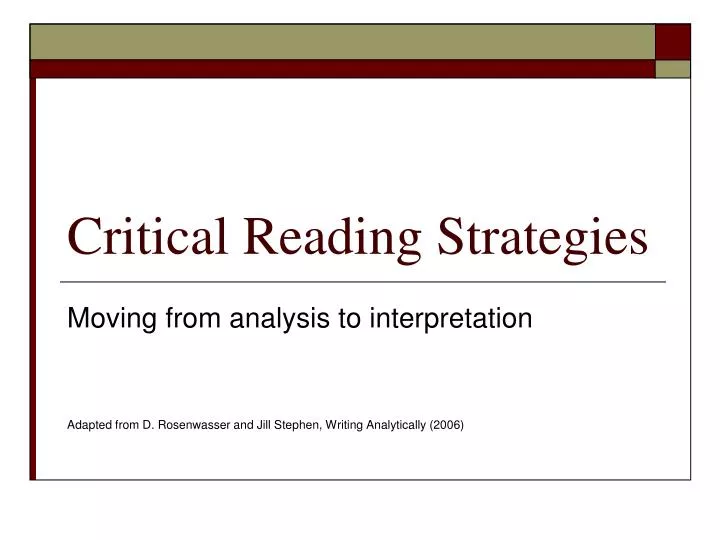 critical reading strategies