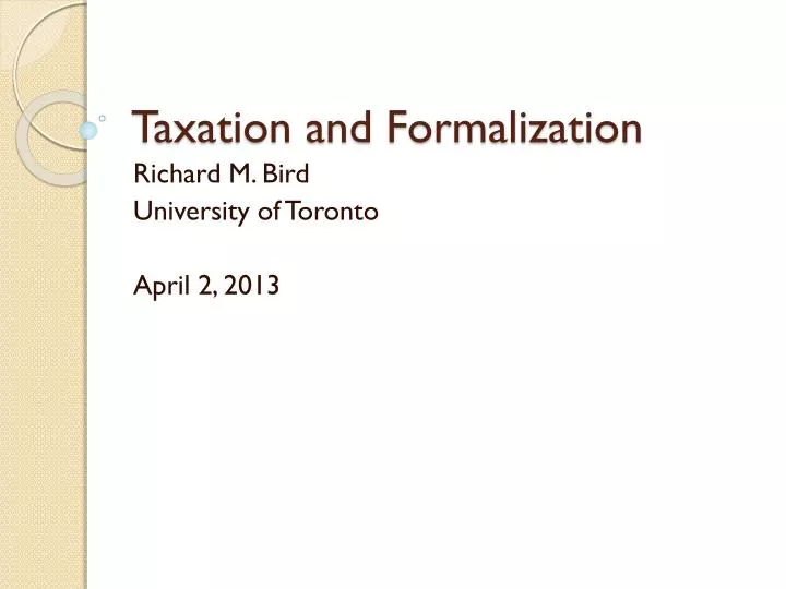 taxation and formalization