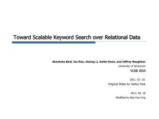 Toward Scalable Keyword Search over Relational Data