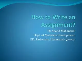 How to Write an Assignment?
