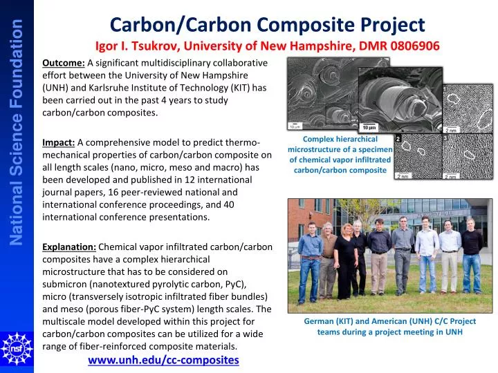 carbon carbon composite project igor i tsukrov university of new hampshire dmr 0806906