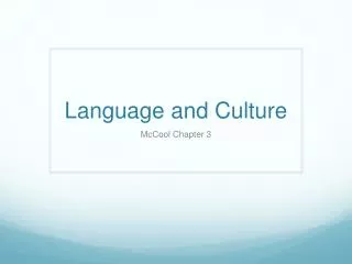 Language and Culture