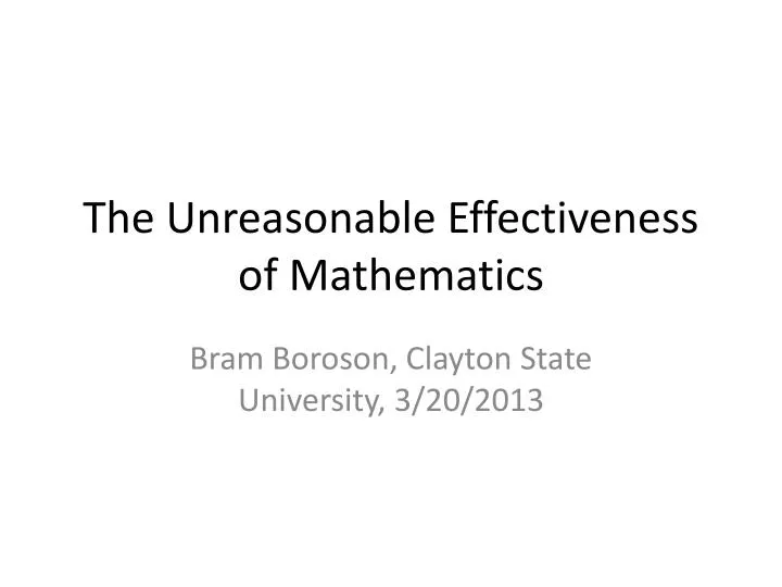 the unreasonable effectiveness of mathematics