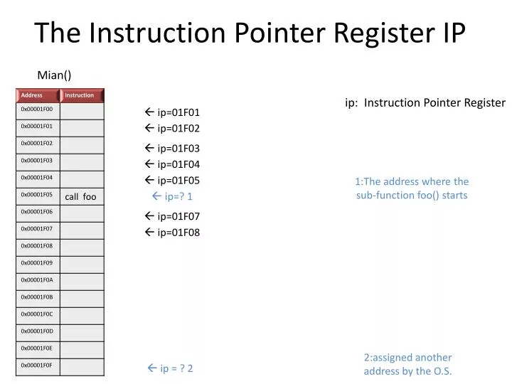 the instruction pointer register ip