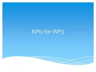 KPIs for WP3
