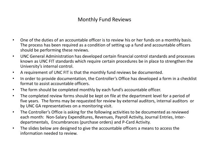 monthly fund reviews