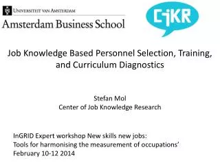 InGRID Expert workshop New skills new jobs:
