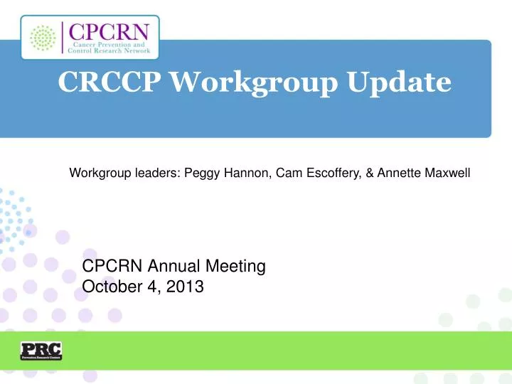 crccp workgroup update