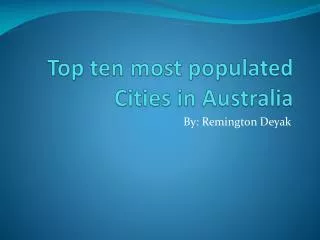 Top ten most populated Cities in Australia