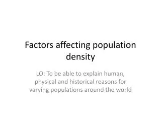 Factors affecting population density