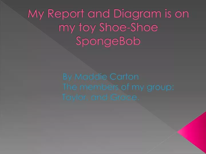 my report and diagram is on my toy shoe shoe spongebob