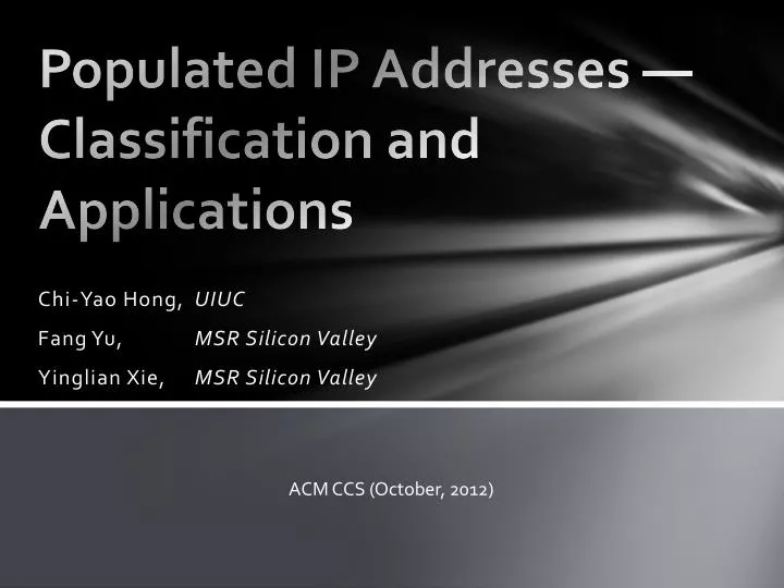 populated ip addresses classification and applications